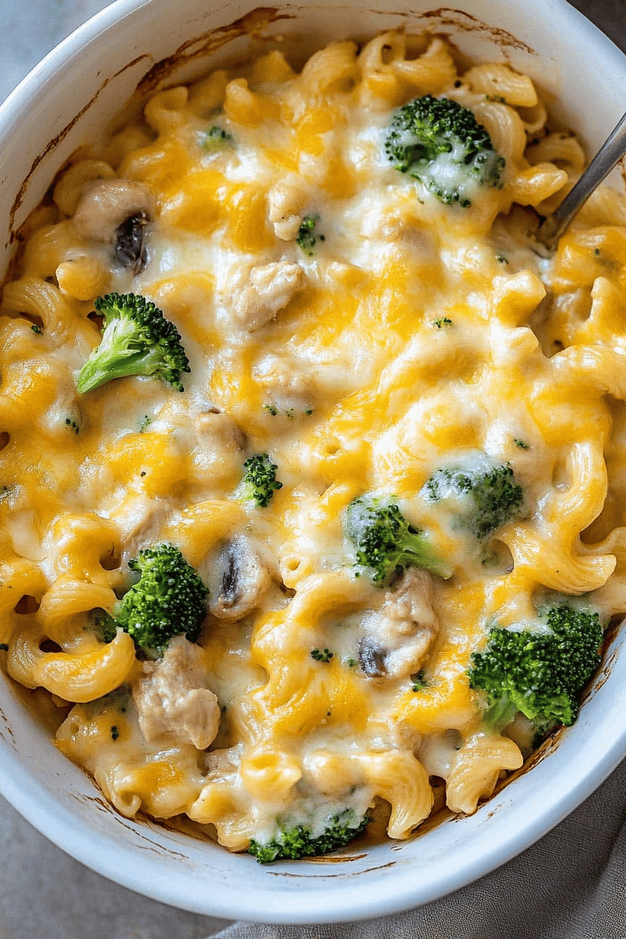 Easy Broccoli Chicken Pasta Casserole Recipe Final Dish Presentation