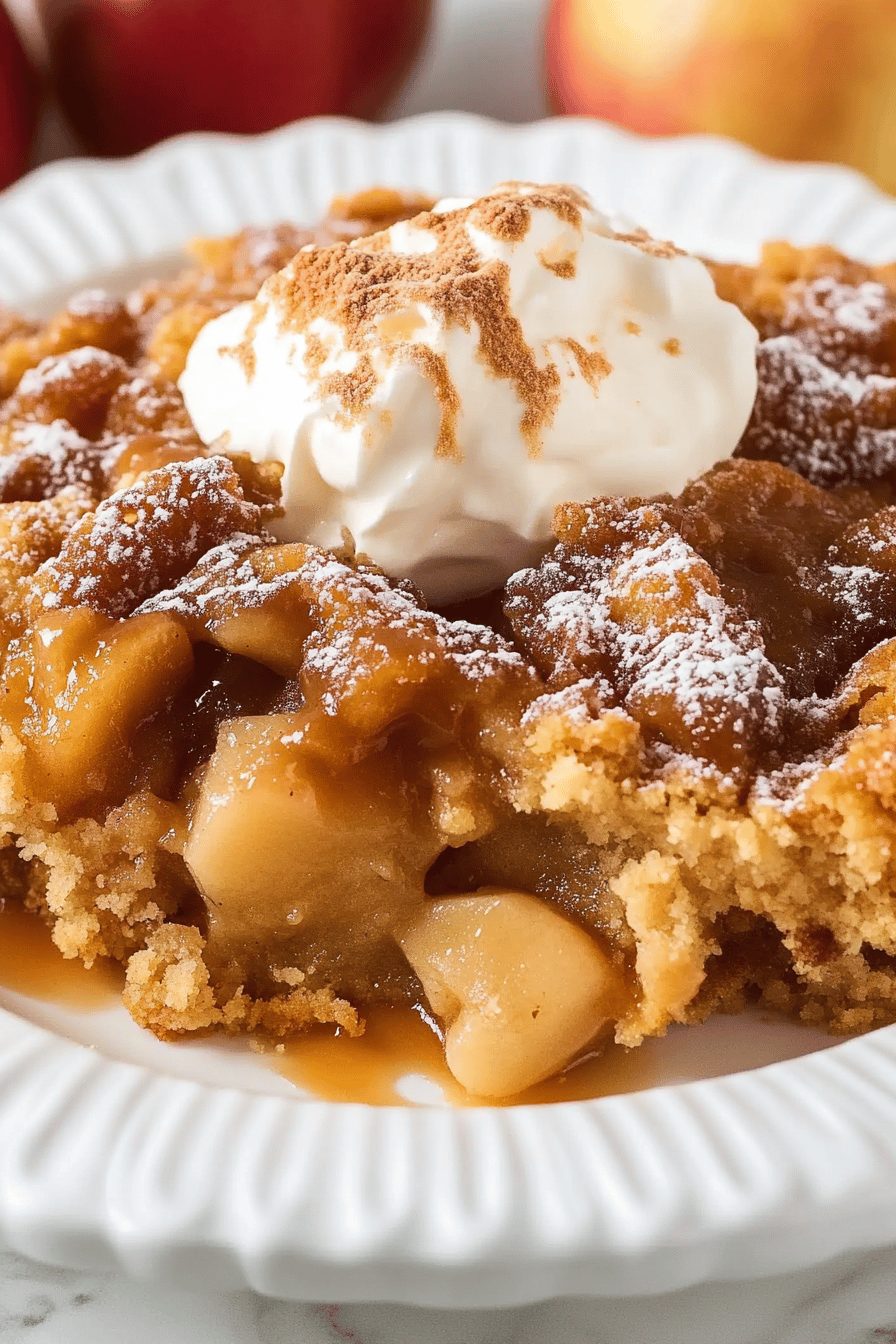 Easy Caramel Apple Dump Cake Recipe Final Dish Presentation
