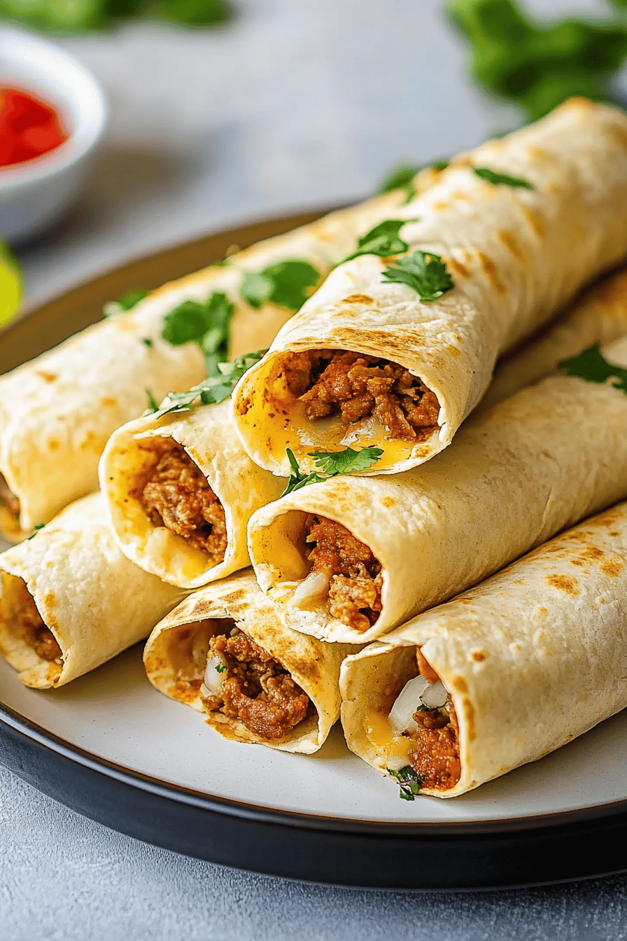 Easy Cheesy Beef Taquitos Recipe Final Dish Presentation