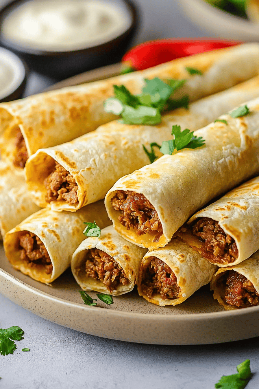 Easy Cheesy Beef Taquitos Recipe Final Dish Presentation