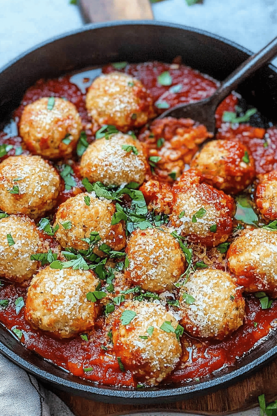 Easy Chicken Parmesan Meatballs Recipe Final Dish Presentation