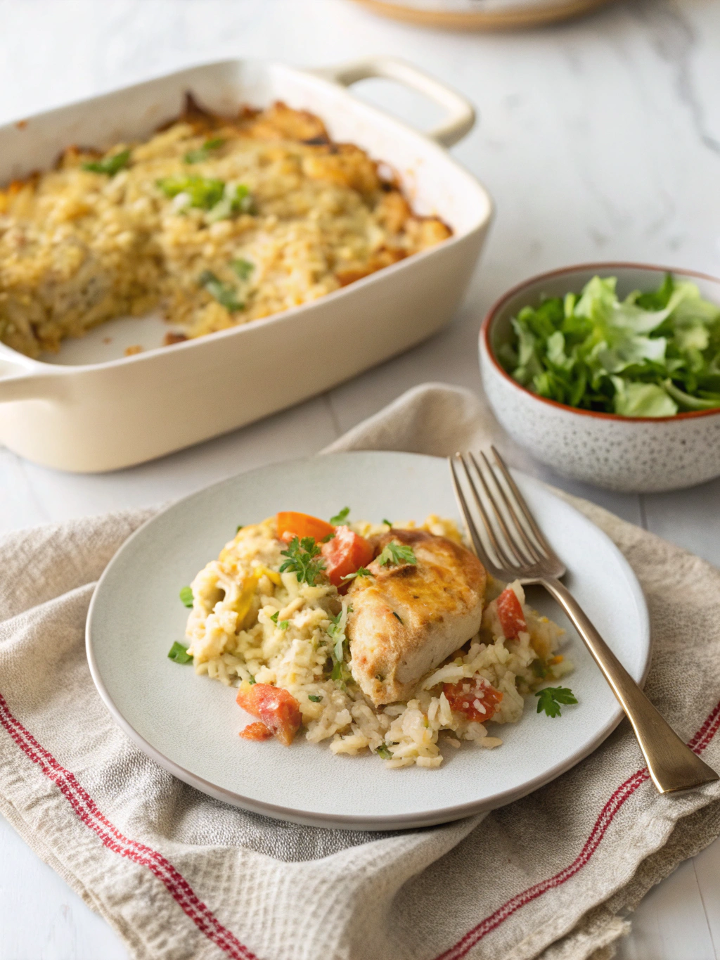 Easy Chicken and Rice Casserole Recipe serving suggestion