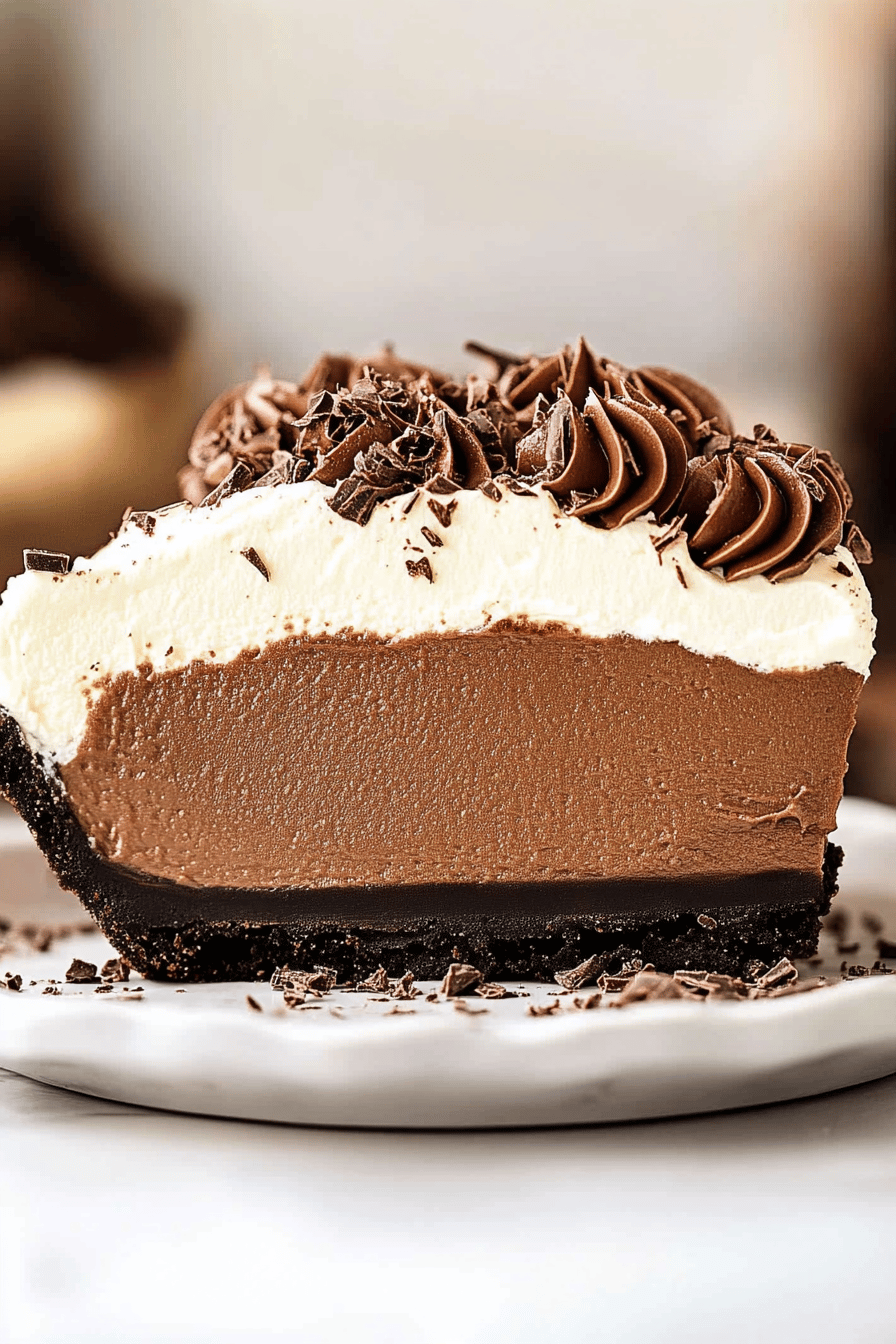 Easy Chocolate French Silk Pie Recipe Final Dish Presentation