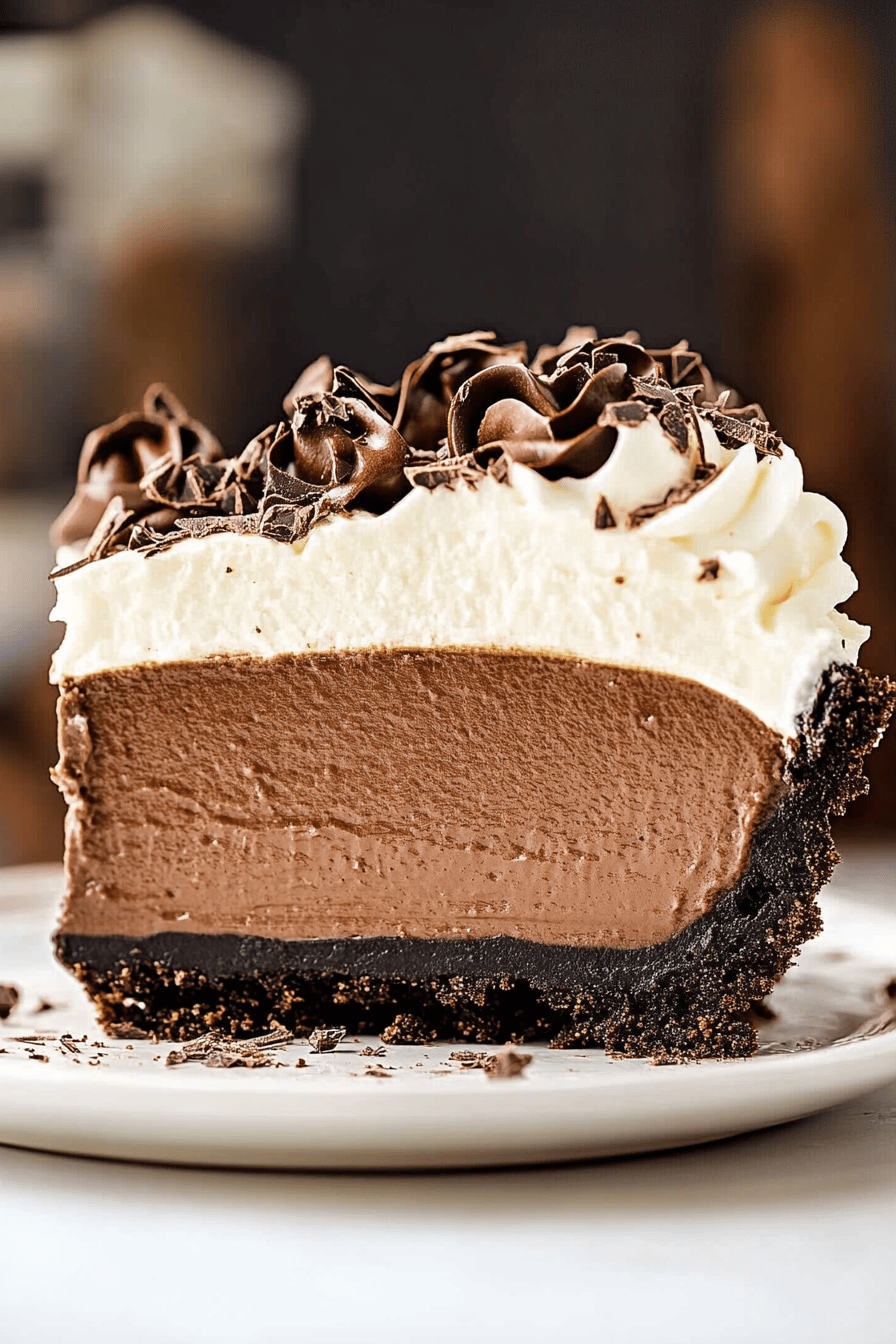Easy Chocolate French Silk Pie Recipe Final Dish Presentation