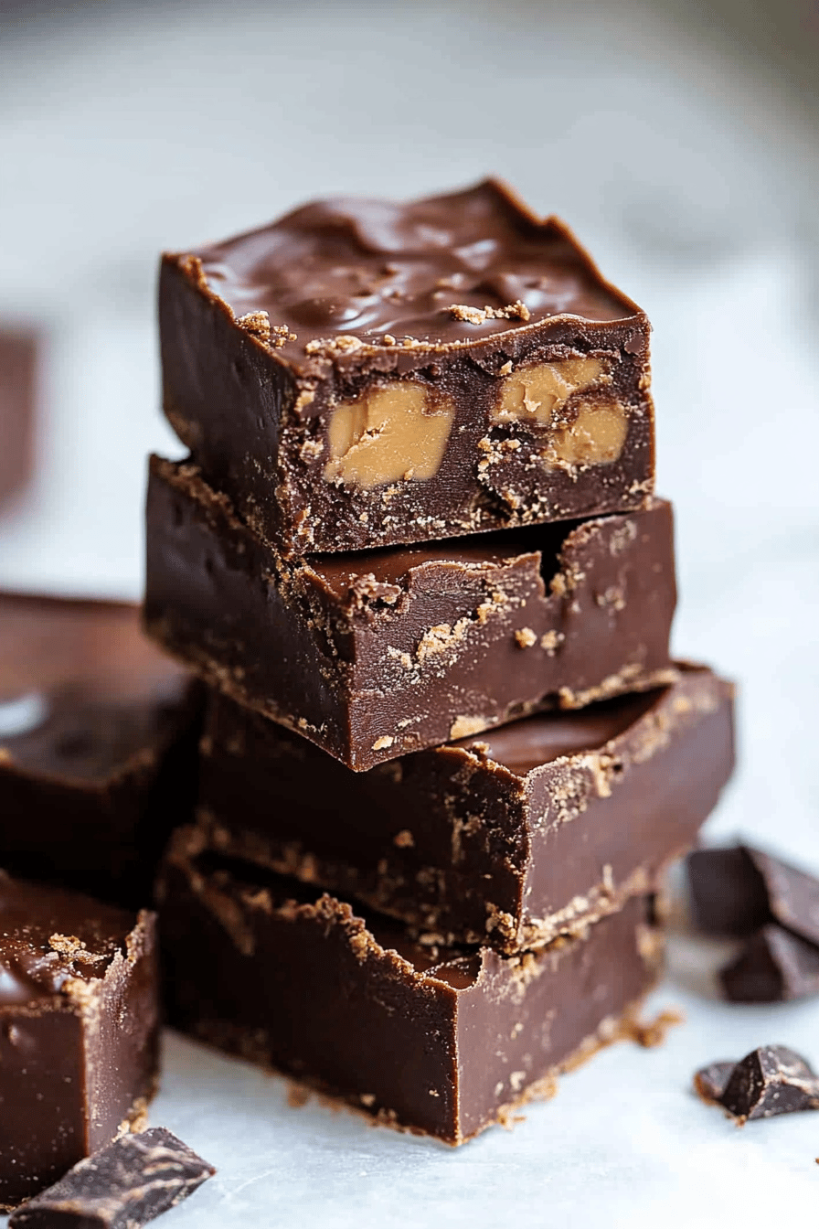 Easy Chocolate Peanut Butter Fudge Recipe Final Dish Presentation