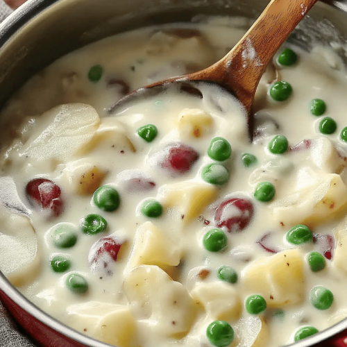 Easy Classic Creamed Potatoes with Peas Recipe