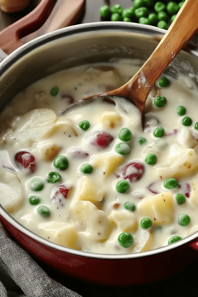 Easy Classic Creamed Potatoes with Peas Recipe