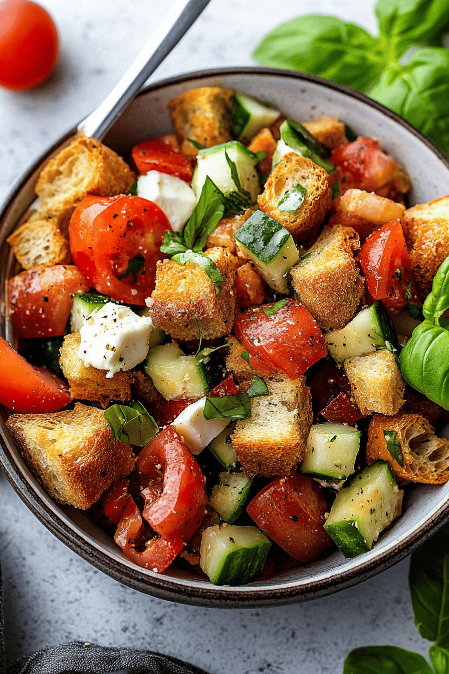 Easy Classic Panzanella Salad Recipe Final Dish Presentation