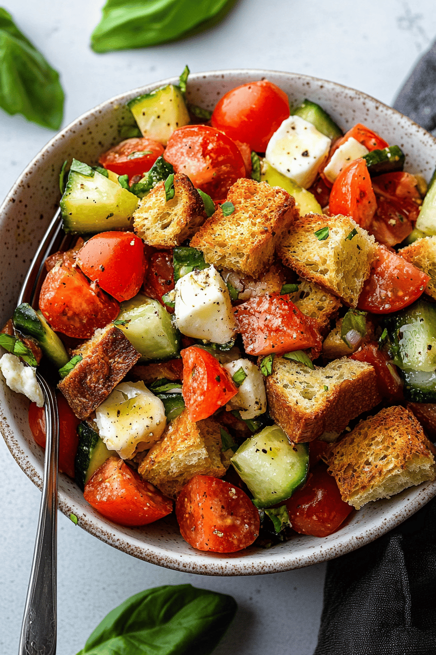 Easy Classic Panzanella Salad Recipe Final Dish Presentation
