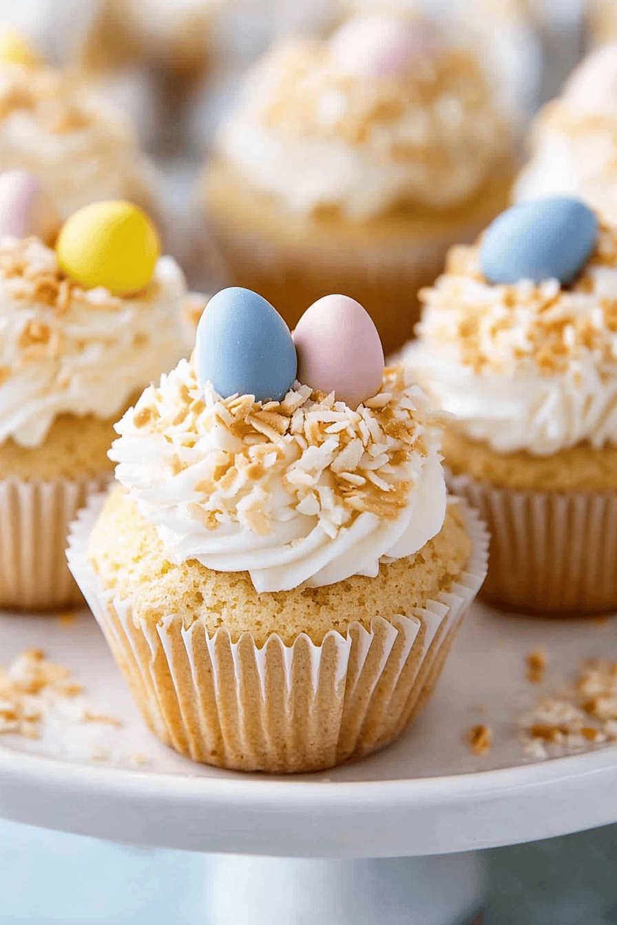 Easy Coconut Easter Cupcakes Final Dish Presentation