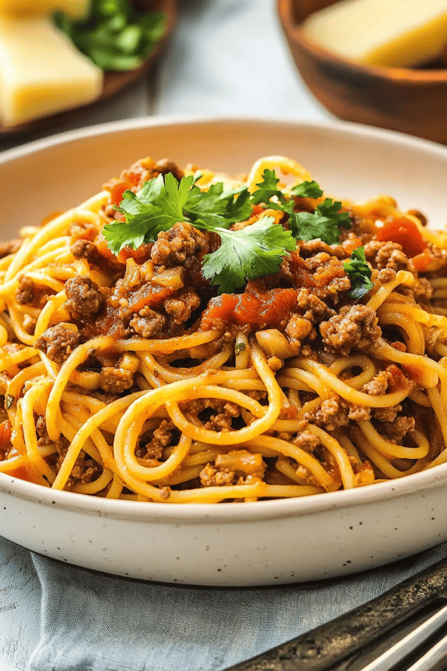 Easy Cowboy Spaghetti Recipe Final Dish Presentation
