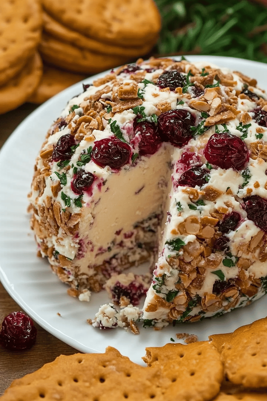 Easy Cranberry Cheese Ball Recipe Final Dish Presentation