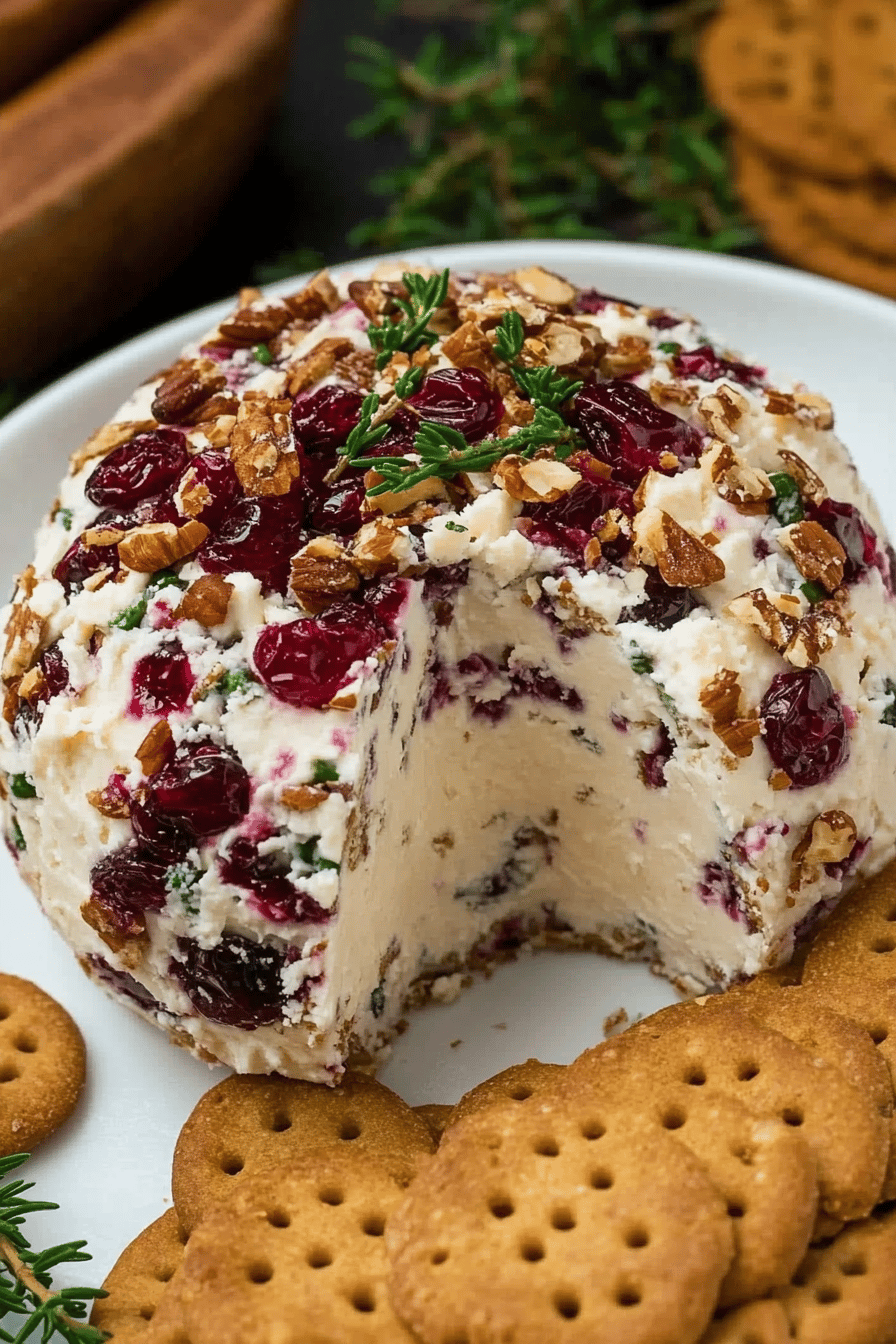 Easy Cranberry Cheese Ball Recipe Final Dish Presentation