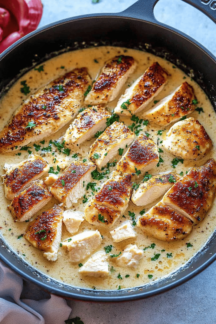 Easy Creamy Garlic Parmesan Chicken Recipe Final Dish Presentation