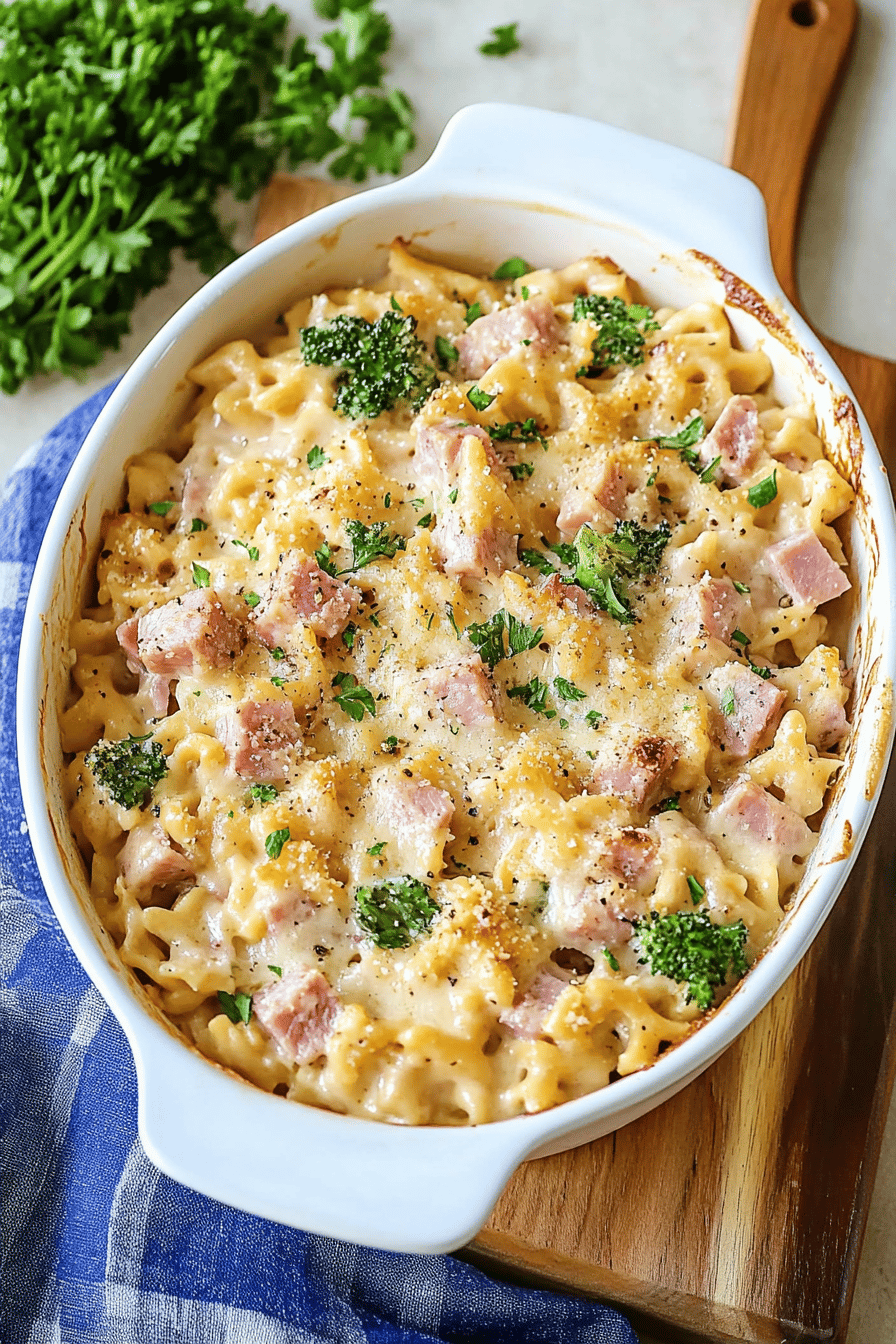Easy Creamy Ham Casserole Recipe Final Dish Presentation
