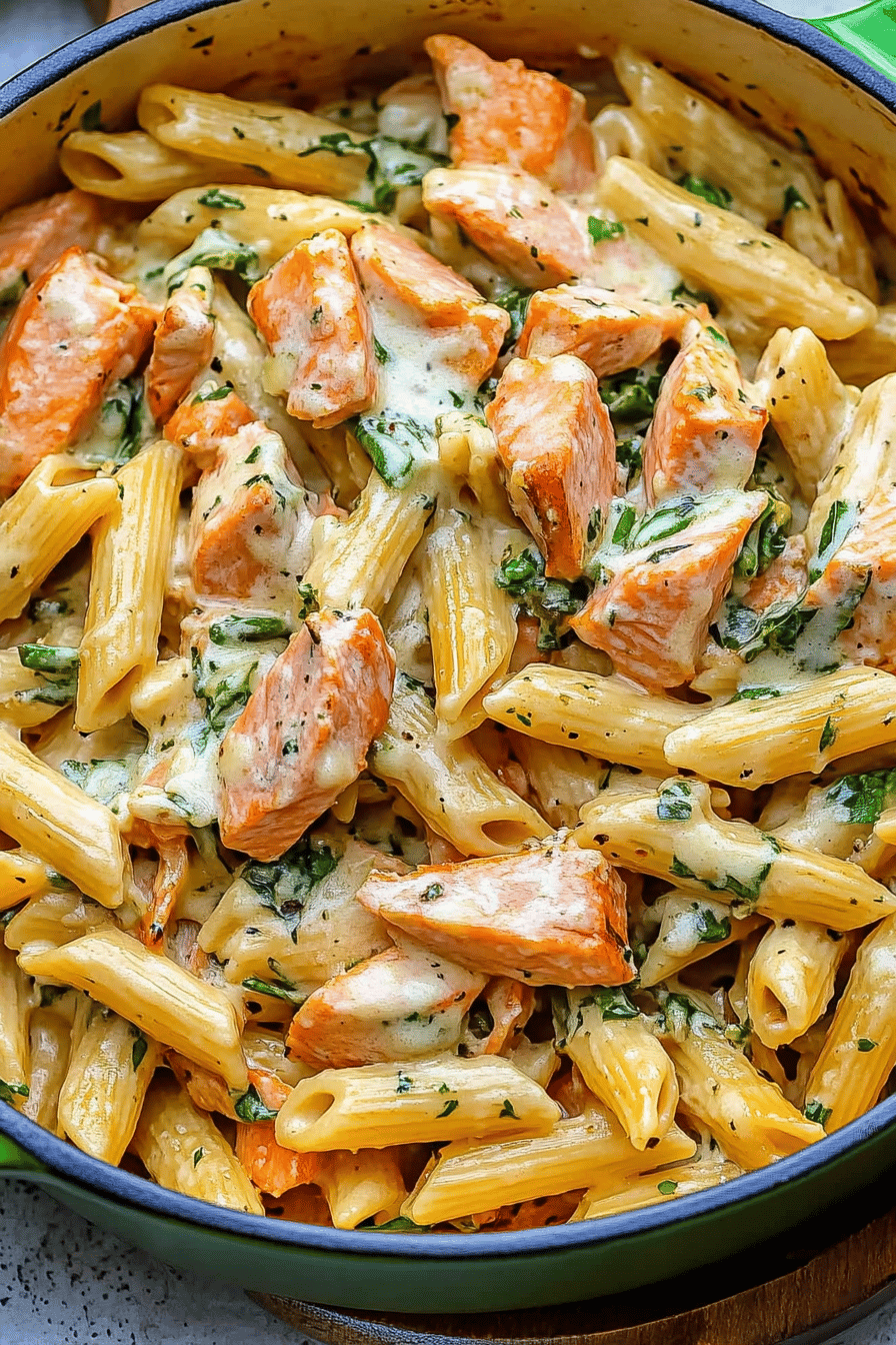 Easy Creamy Salmon Pasta Recipe Final Dish Presentation