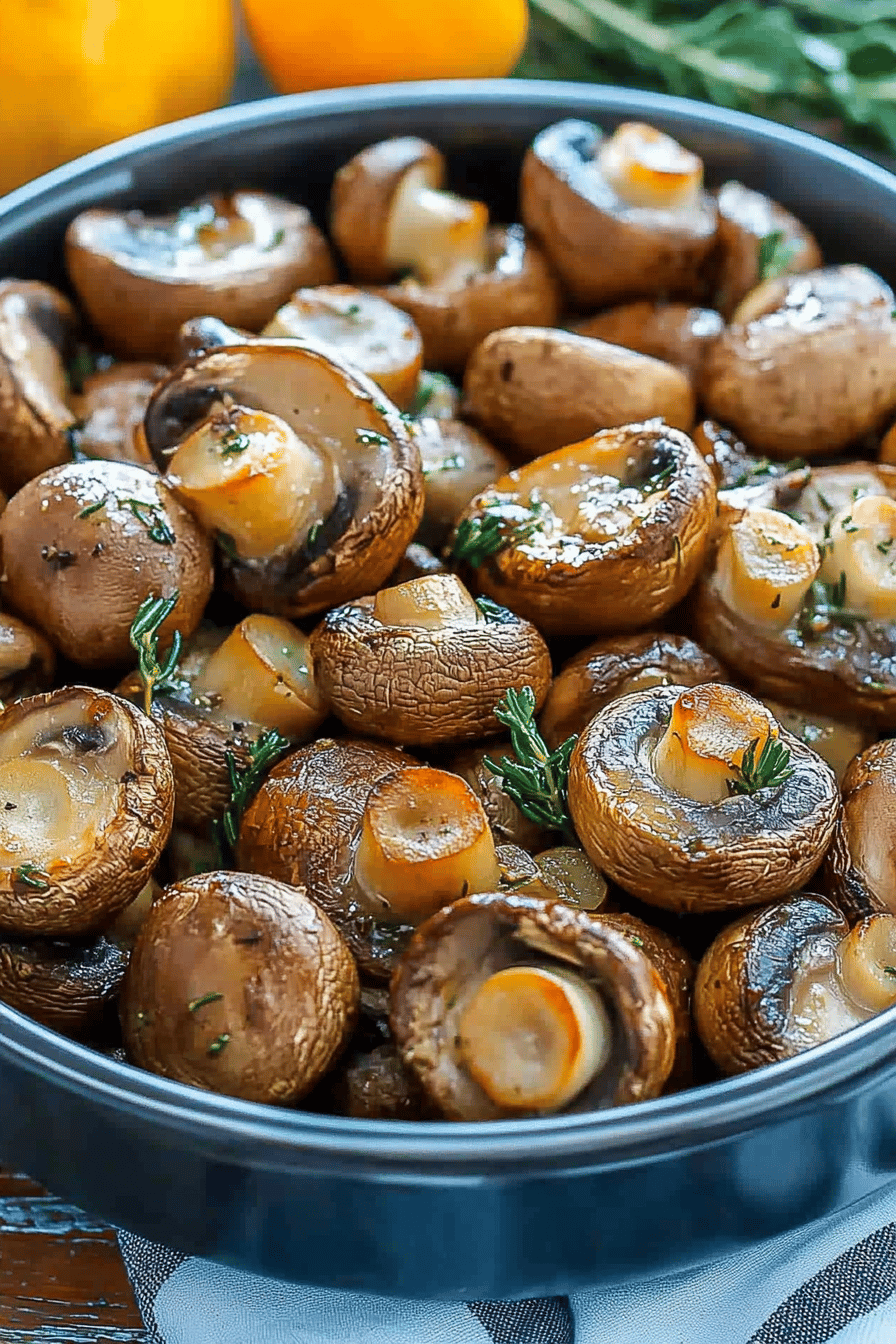 Easy Garlic Roasted Mushrooms Recipe Final Dish Presentation