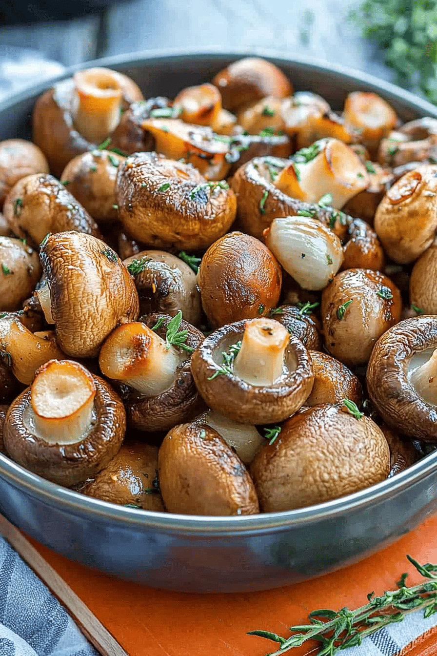 Easy Garlic Roasted Mushrooms Recipe Final Dish Presentation