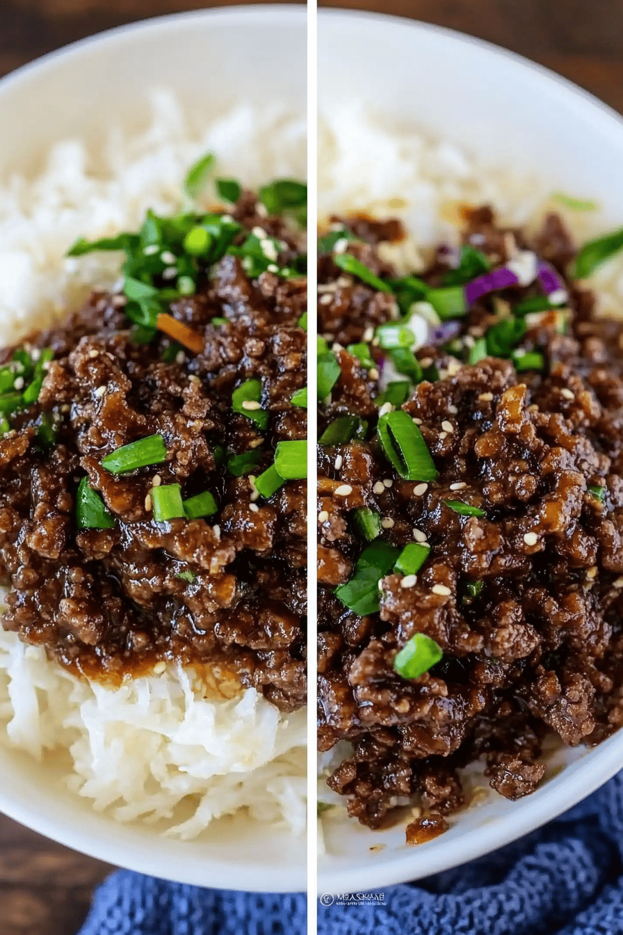 Easy Korean Ground Beef with Napa Slaw Final Dish Presentation