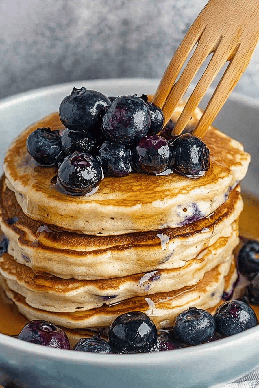 Easy Lemon Blueberry Ricotta Pancakes Recipe Final Dish Presentation