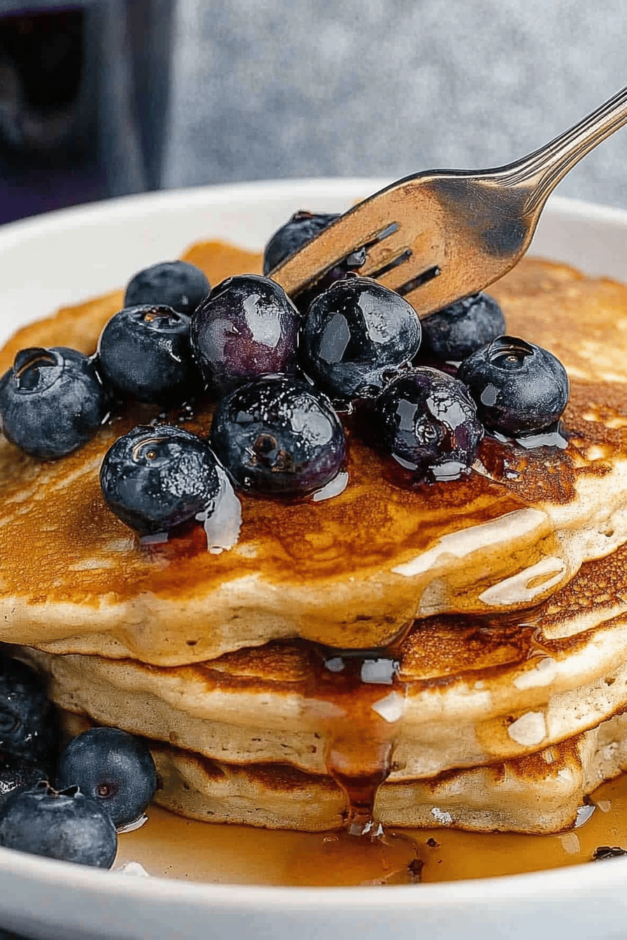 Easy Lemon Blueberry Ricotta Pancakes Recipe Final Dish Presentation