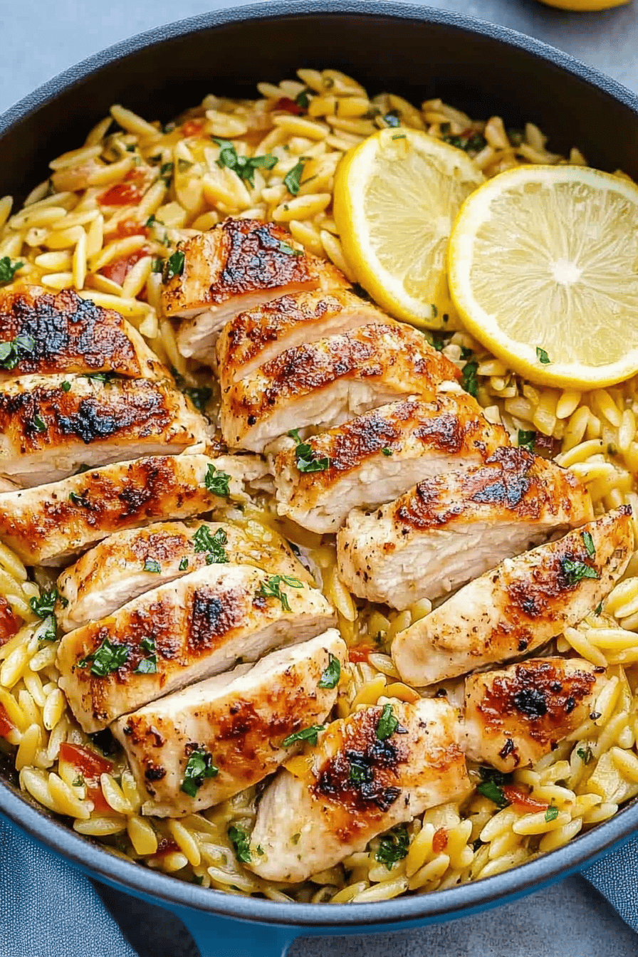 Easy Lemon Chicken Orzo Recipe Final Dish Presentation