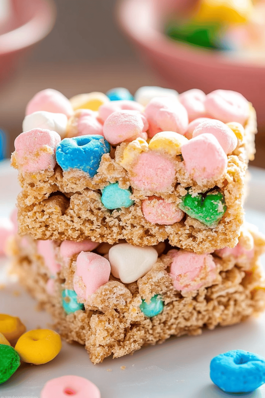 Easy Lucky Charm Marshmallow Treats Recipe Final Dish Presentation