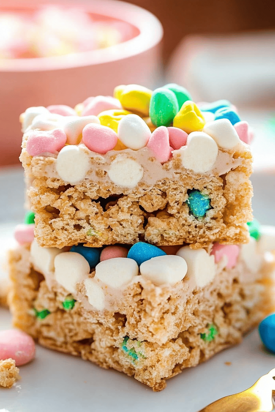 Easy Lucky Charm Marshmallow Treats Recipe Final Dish Presentation