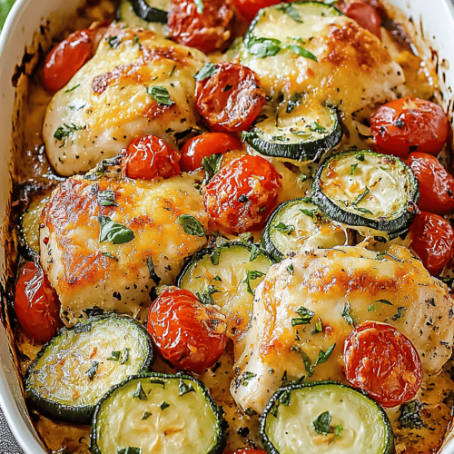 Easy Mediterranean Chicken Zucchini Bake