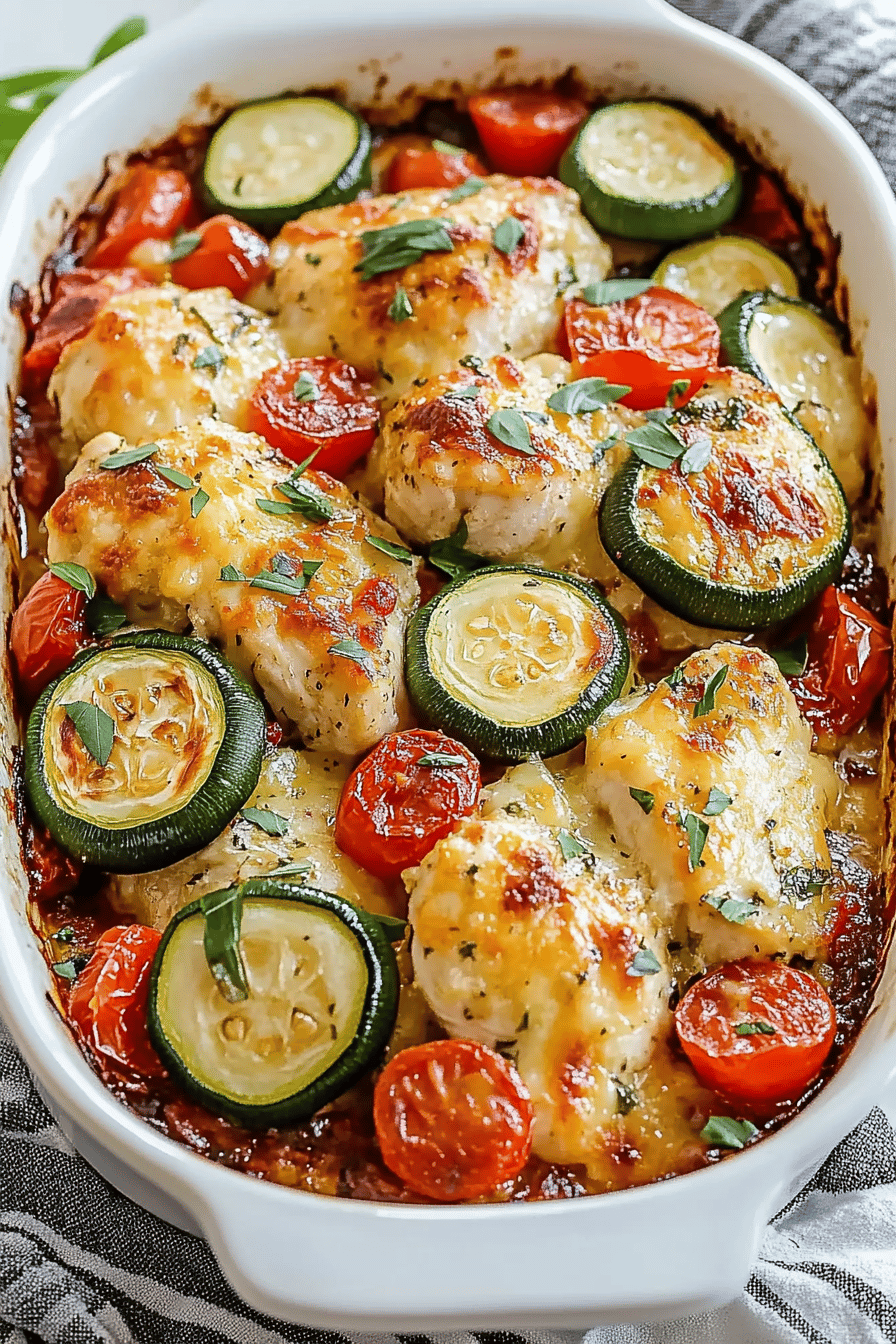 Easy Mediterranean Chicken Zucchini Bake Final Dish Presentation