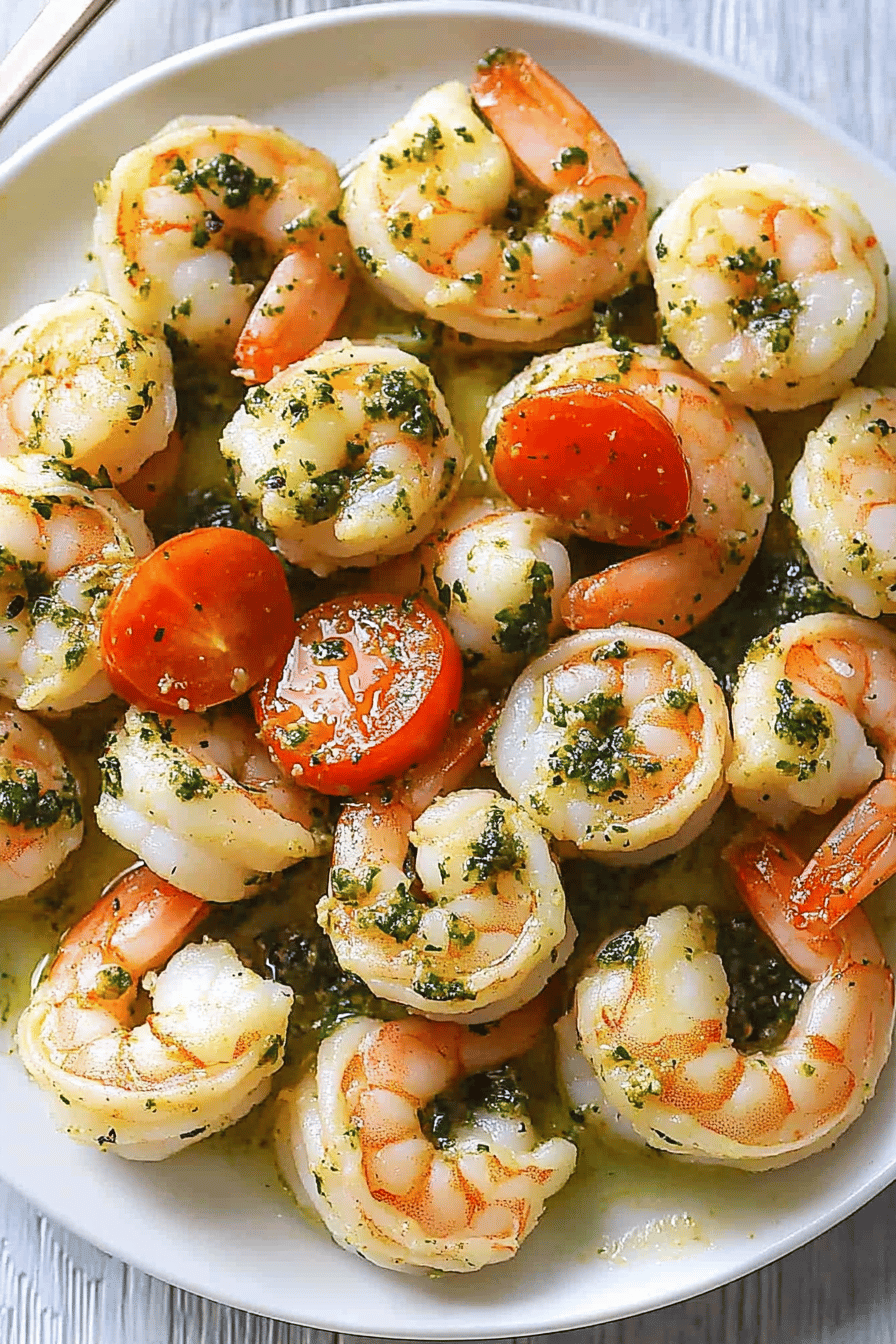 Easy Pesto Shrimp Recipe Final Dish Presentation