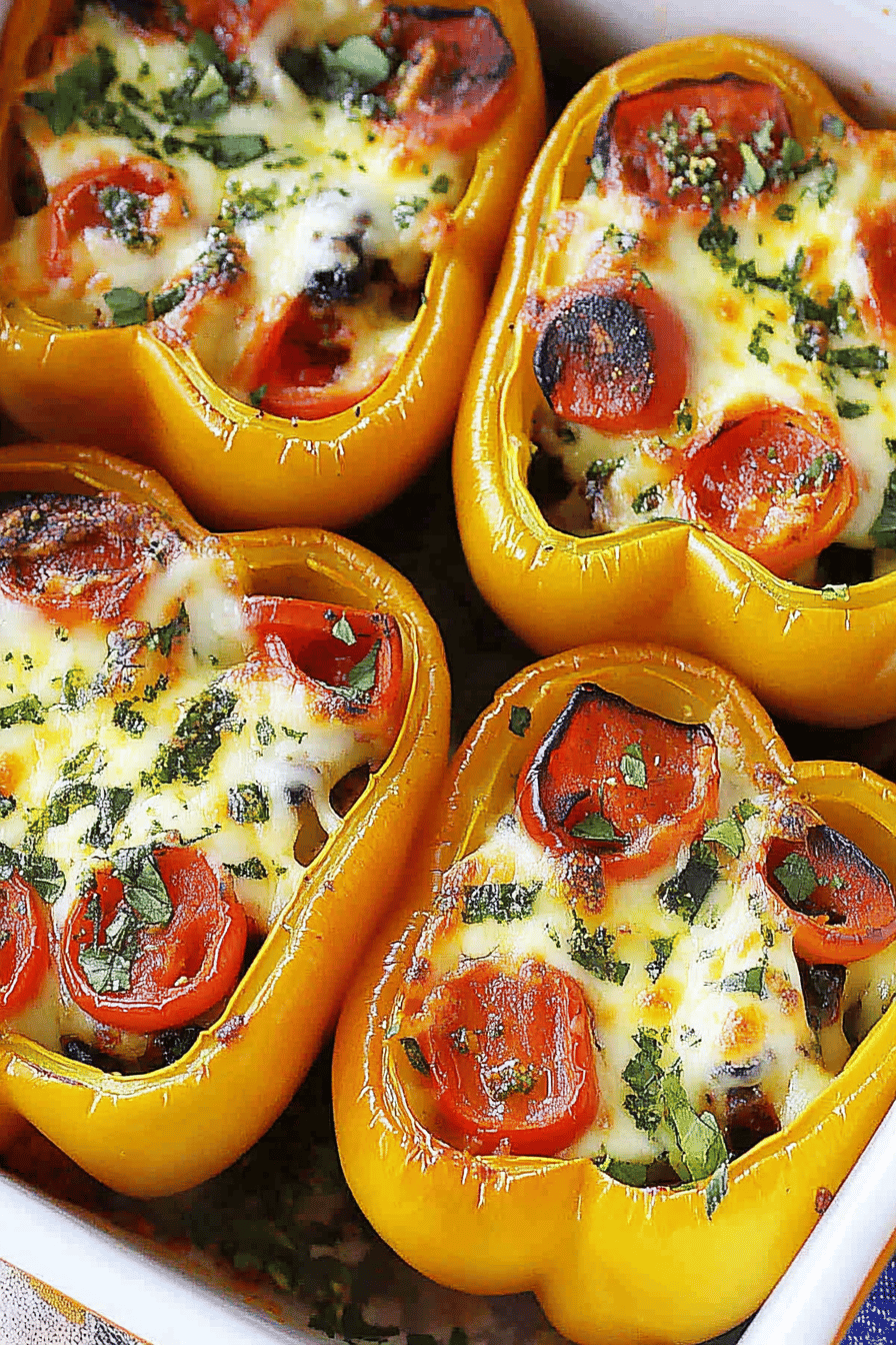 Easy Pizza Stuffed Bell Peppers Recipe Final Dish Presentation