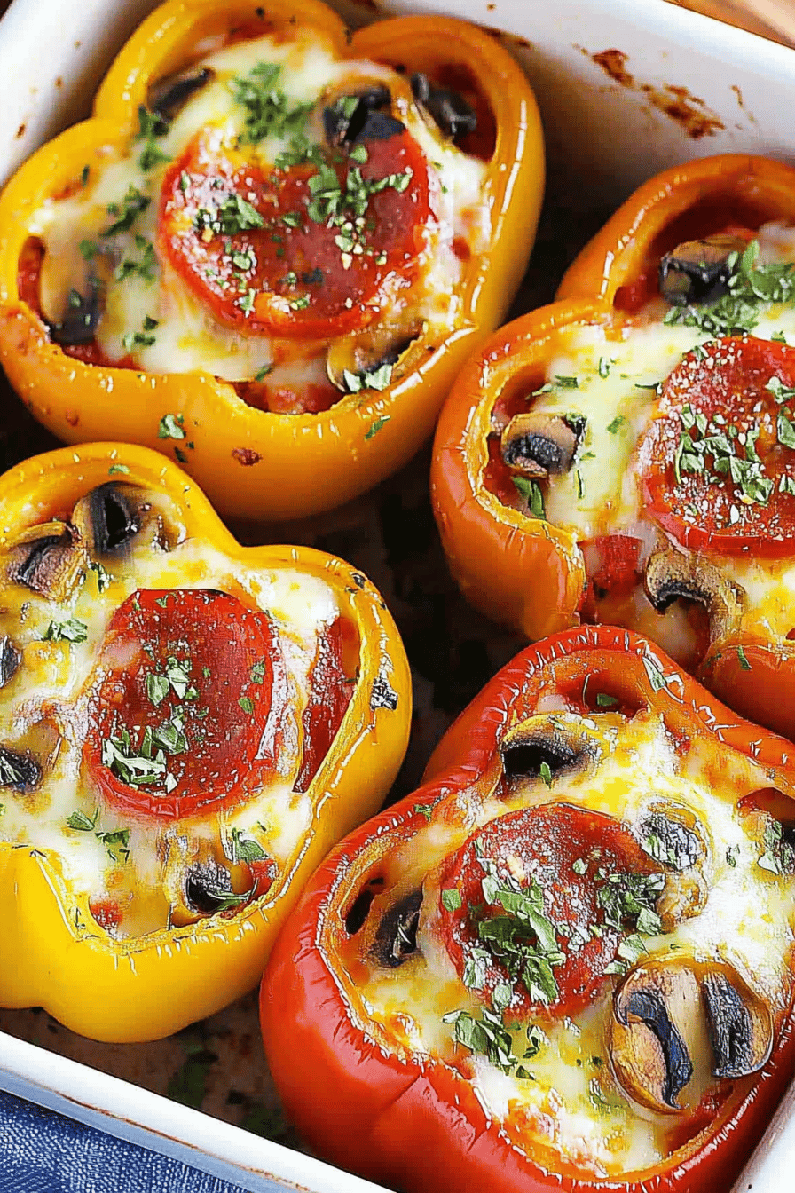 Easy Pizza Stuffed Bell Peppers Recipe Final Dish Presentation