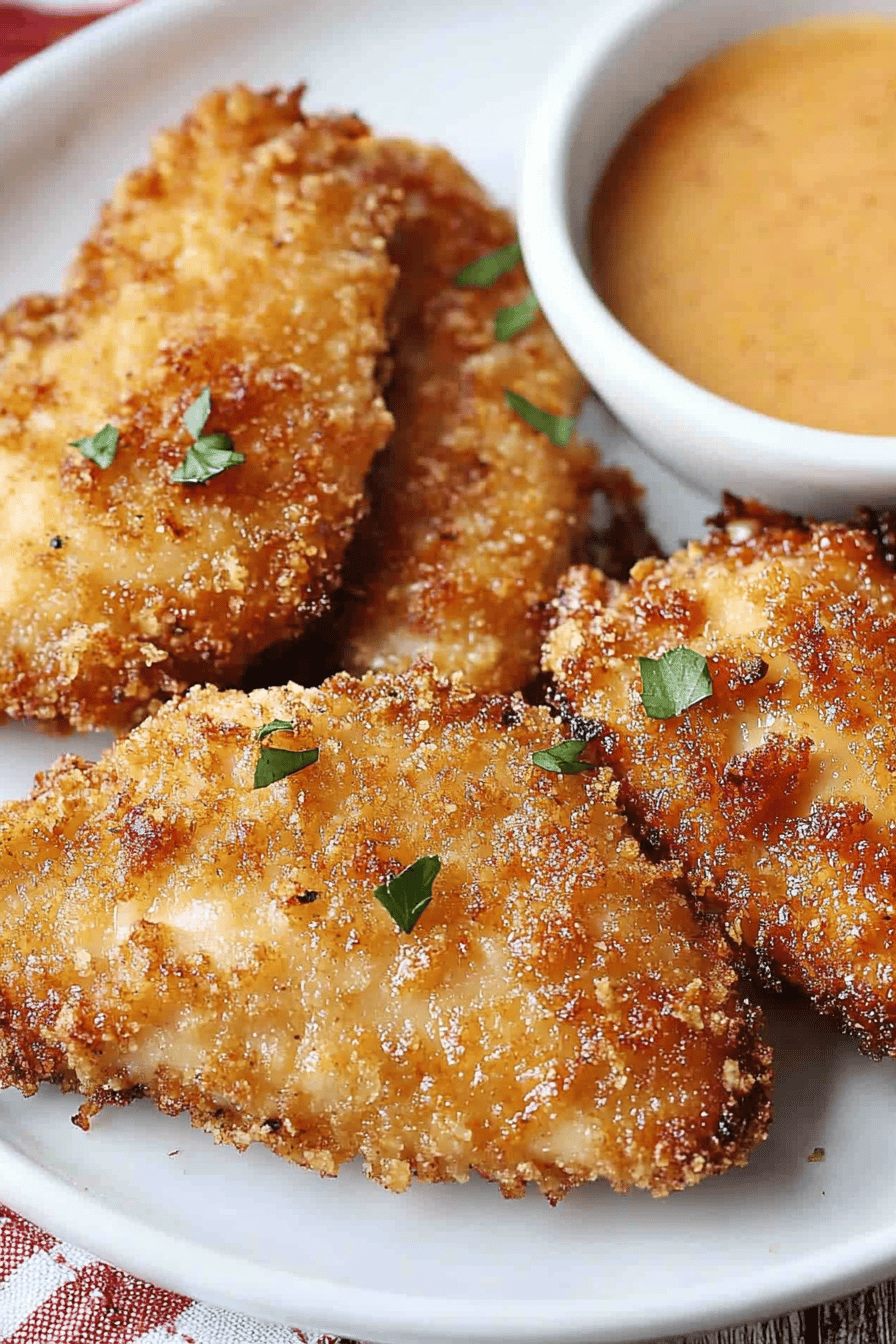 Easy Pork Rind Crusted Chicken Tenders Recipe Final Dish Presentation