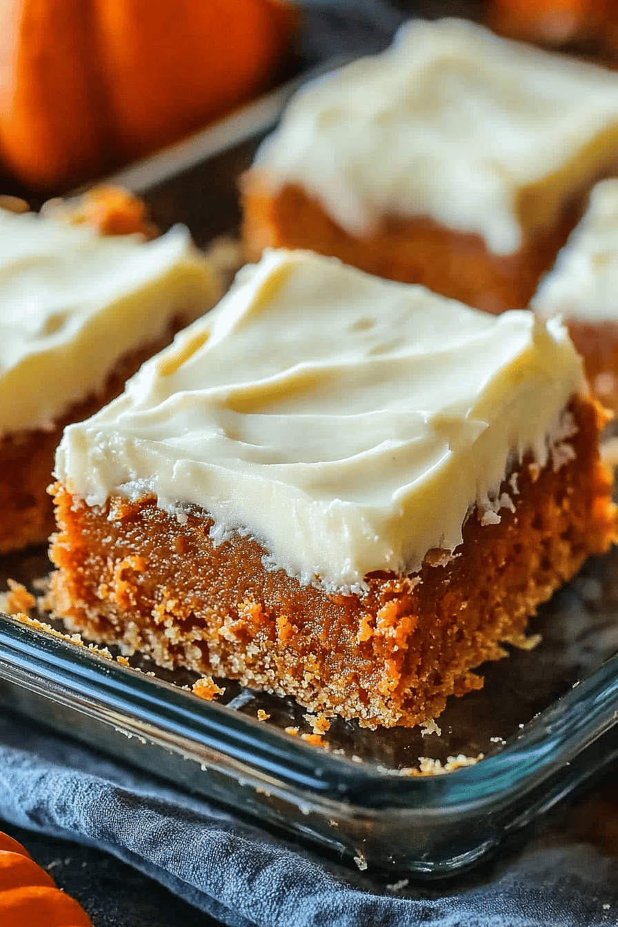 Easy Pumpkin Bars with Cream Cheese Frosting Final Dish Presentation