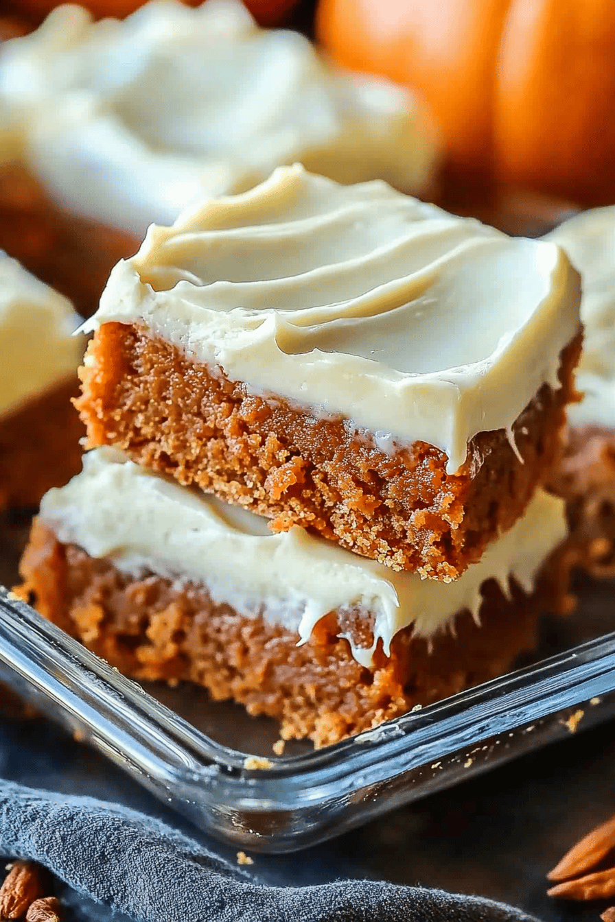 Easy Pumpkin Bars with Cream Cheese Frosting Final Dish Presentation