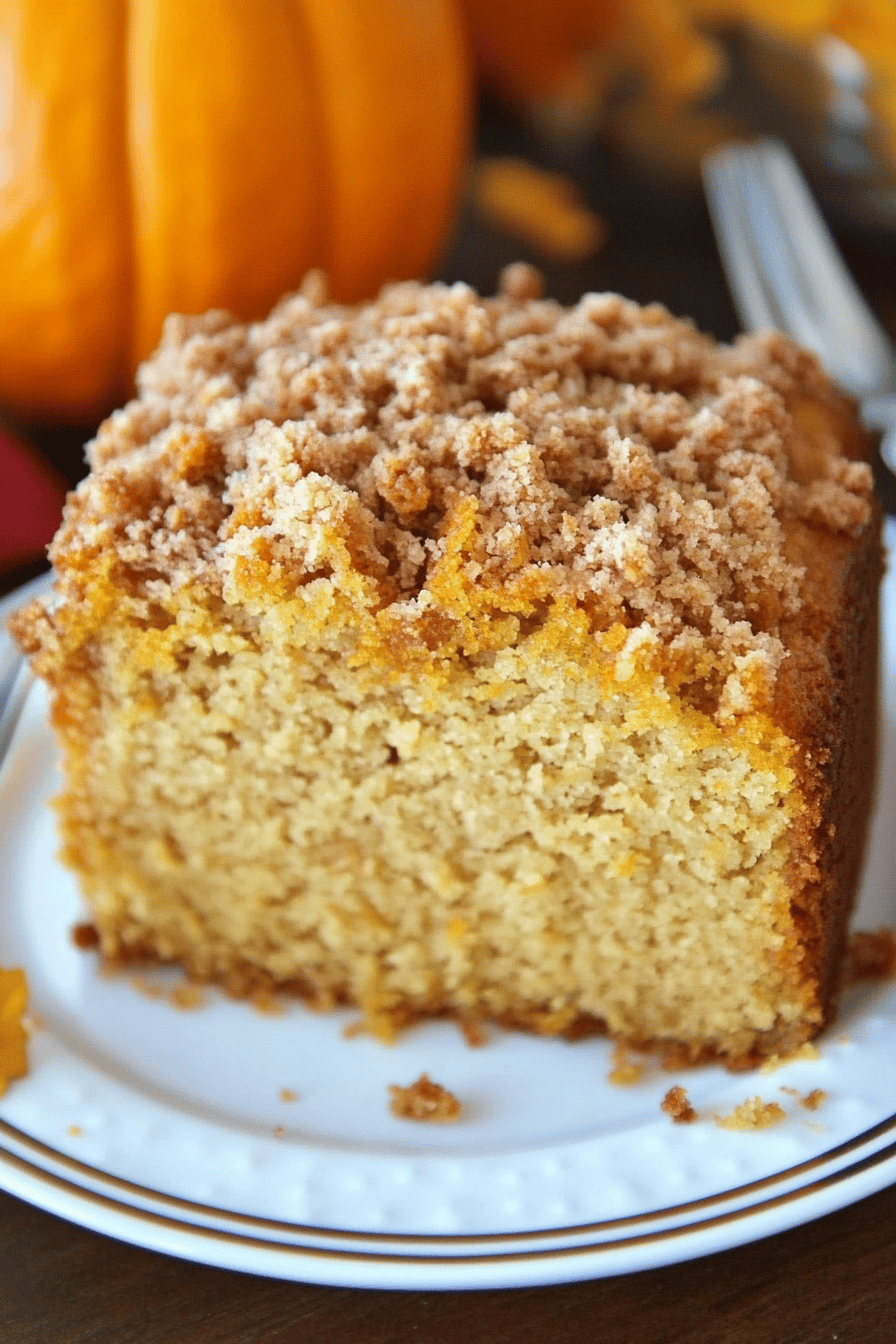 Easy Pumpkin Sour Cream Coffee Cake Recipe Final Dish Presentation
