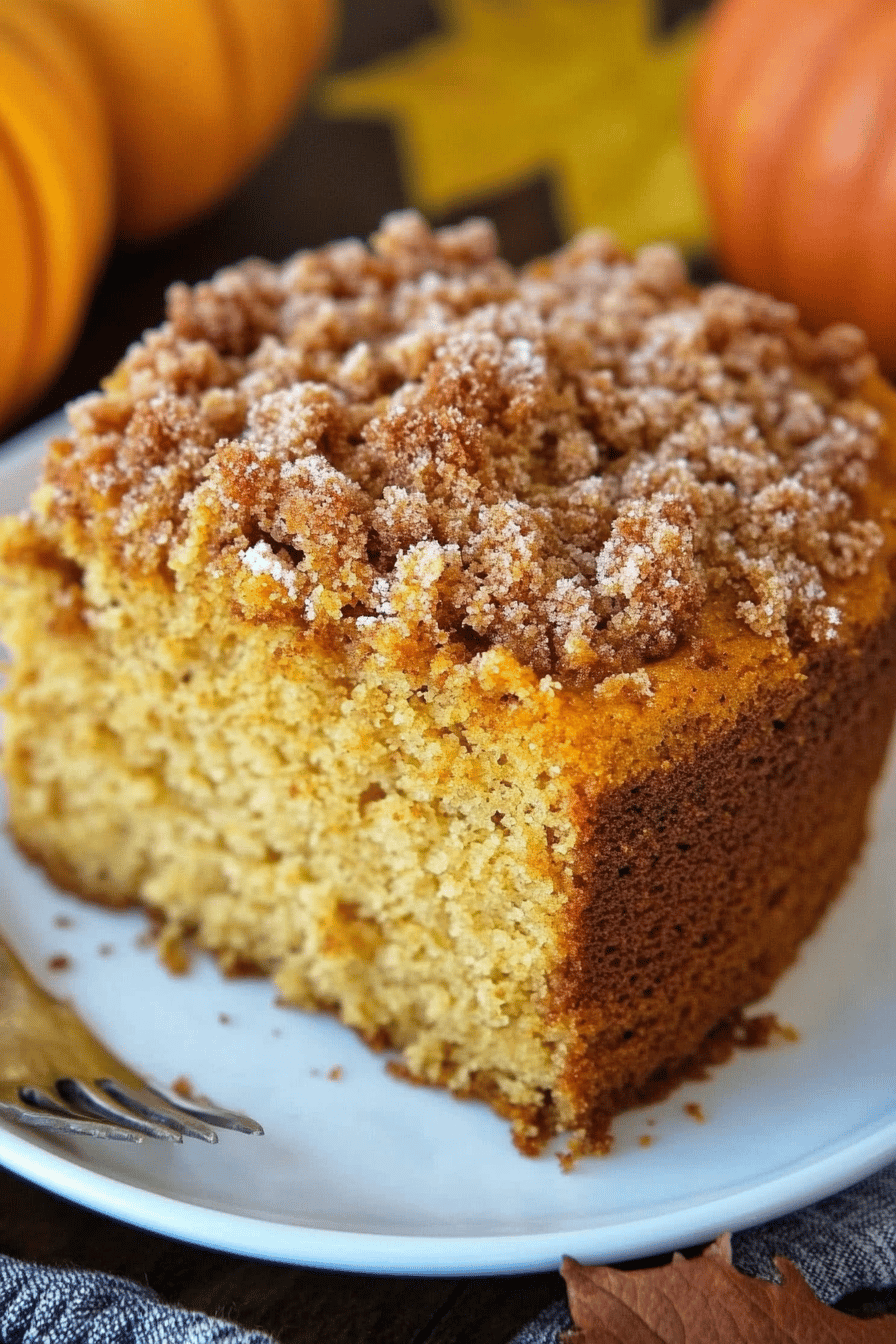 Easy Pumpkin Sour Cream Coffee Cake Recipe Final Dish Presentation