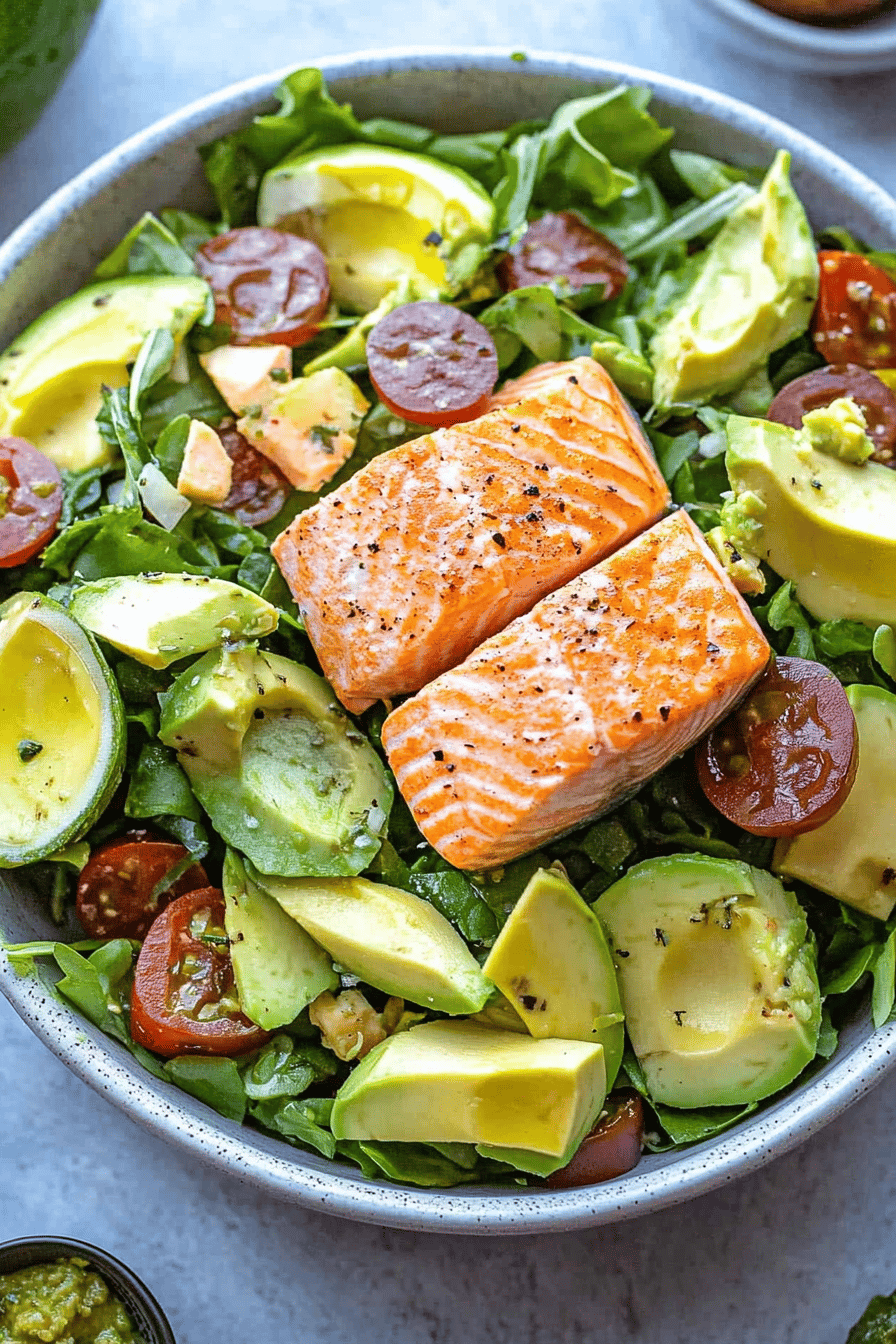 Easy Salmon Avocado Salad Recipe Final Dish Presentation