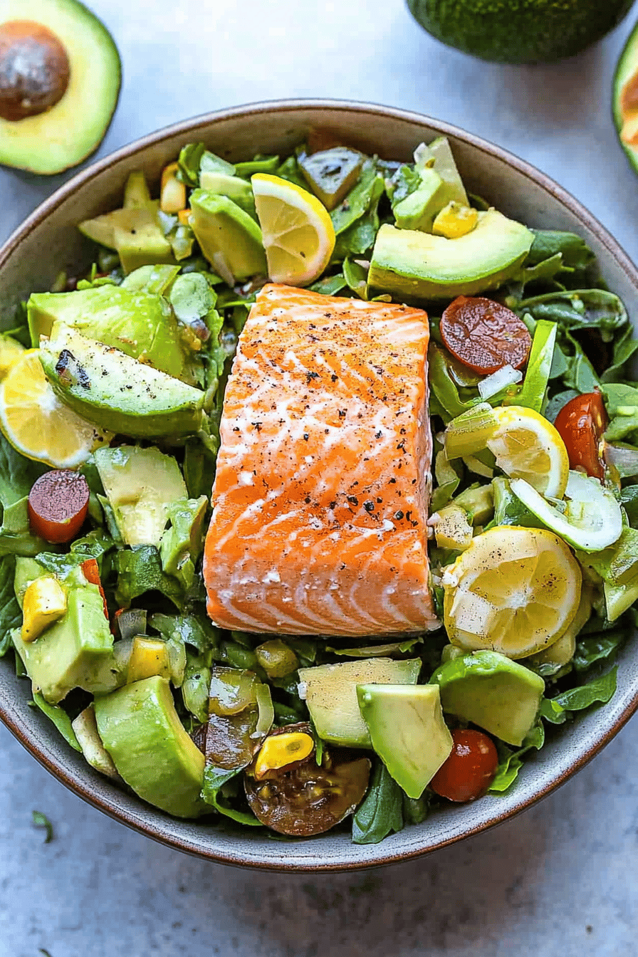 Easy Salmon Avocado Salad Recipe Final Dish Presentation