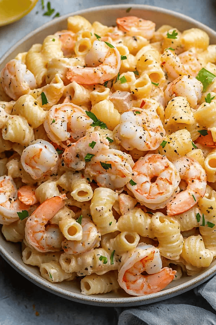 Easy Shrimp Pasta Salad Recipe Final Dish Presentation