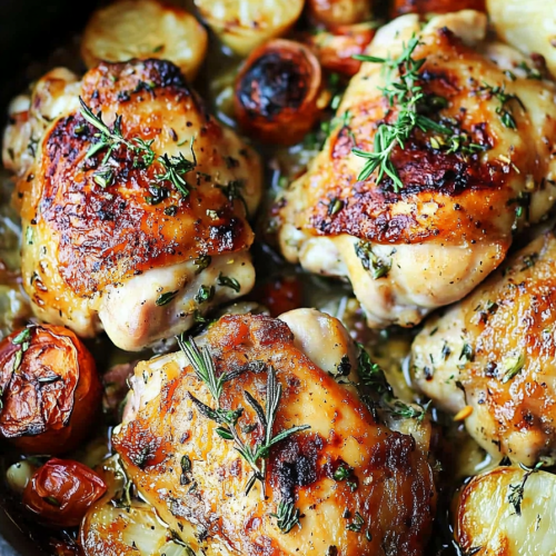Easy Skillet Garlic and Rosemary Chicken Thighs Recipe