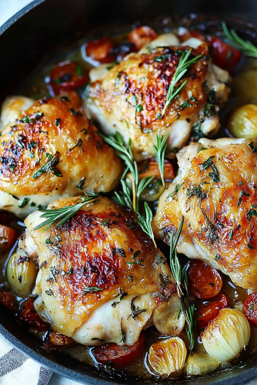 Easy Skillet Garlic and Rosemary Chicken Thighs Recipe Final Dish Presentation