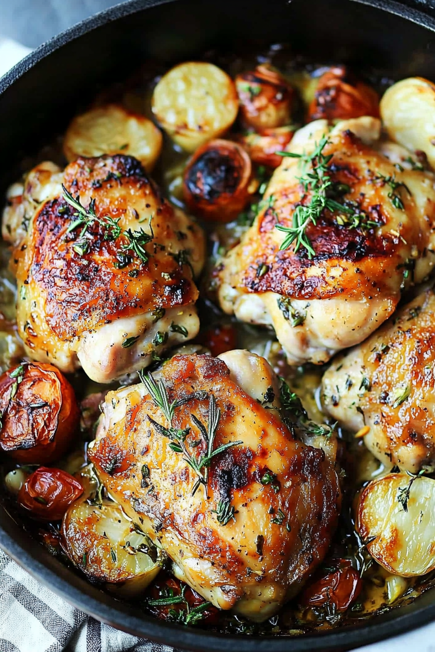 Easy Skillet Garlic and Rosemary Chicken Thighs Recipe