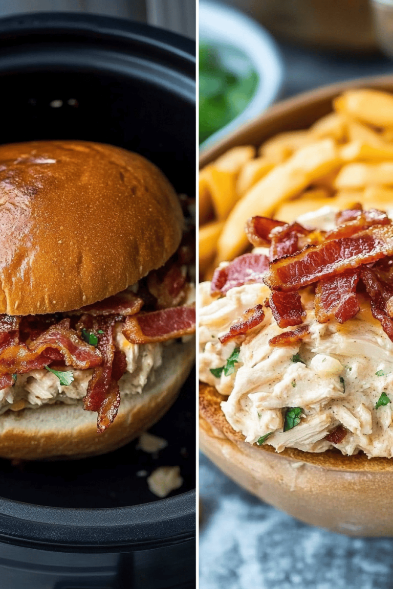 Easy Slow Cooker Chicken Bacon Ranch Sandwiches