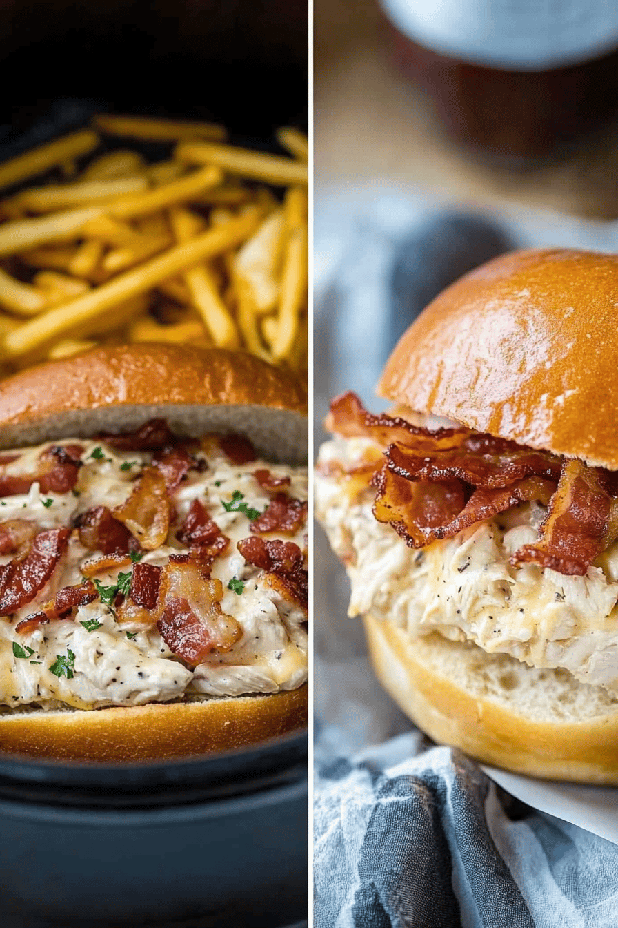Easy Slow Cooker Chicken Bacon Ranch Sandwiches Final Dish Presentation