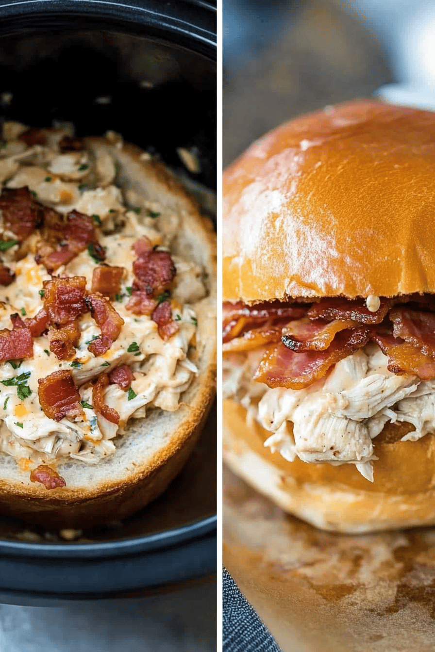 Easy Slow Cooker Chicken Bacon Ranch Sandwiches Final Dish Presentation