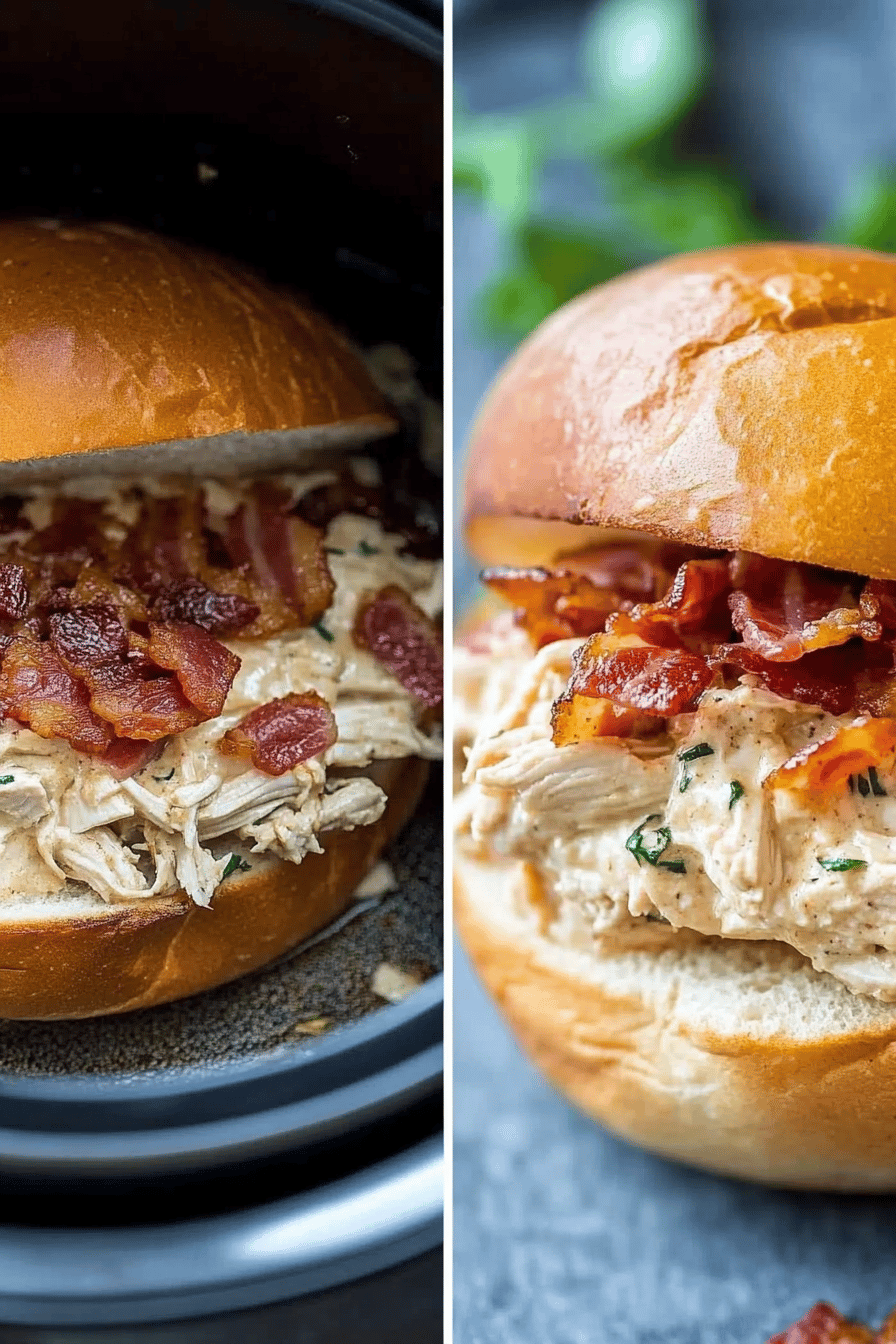 Easy Slow Cooker Chicken Bacon Ranch Sandwiches ingredients