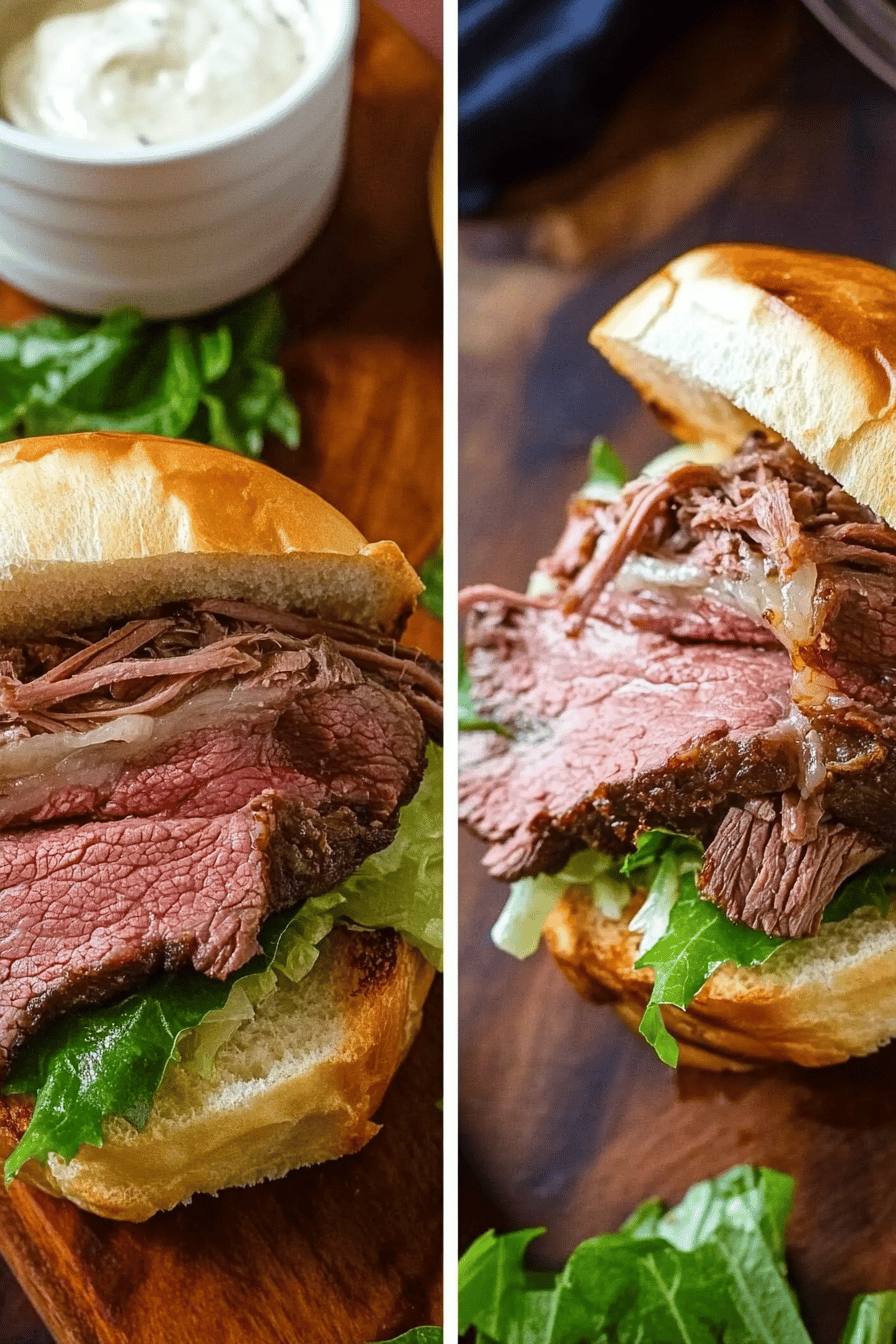 Easy Slow Cooker Roast Beef Sandwiches Final Dish Presentation