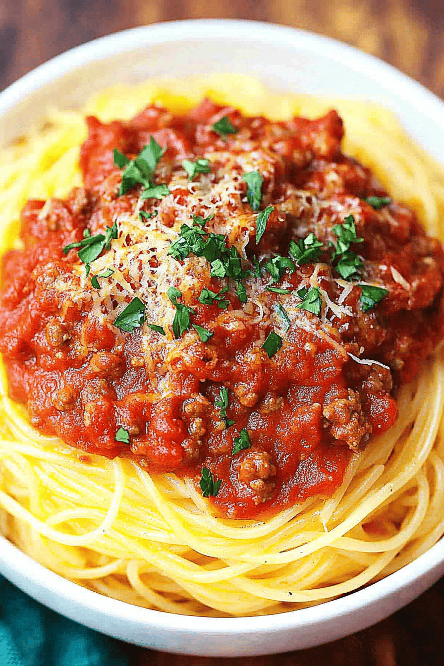 Easy Spaghetti with Meat Sauce Recipe Final Dish Presentation